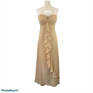 CRYSTEL Tan Strapless‎ Formal Dress